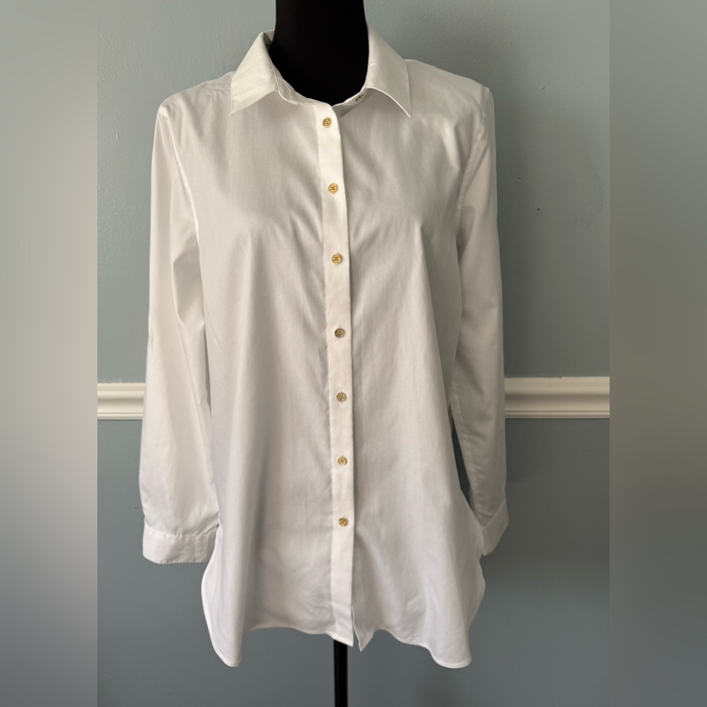 Calvin Klein White Dress Shirt with Branded Collar Label M